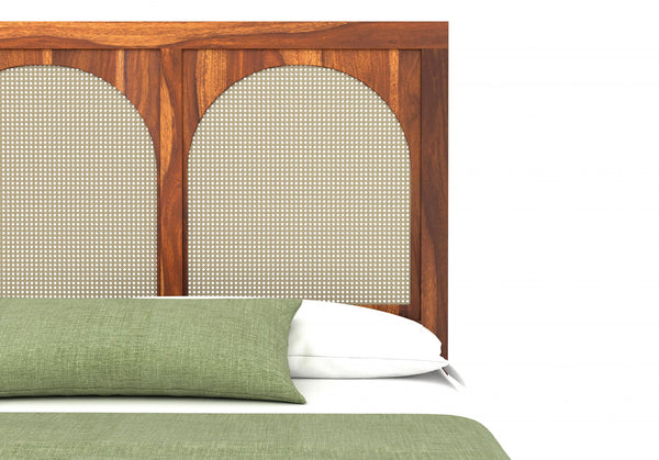 Ken Solid Sheesham Wood King Size Bed In Natural  Finish For Bedroom Furniture
