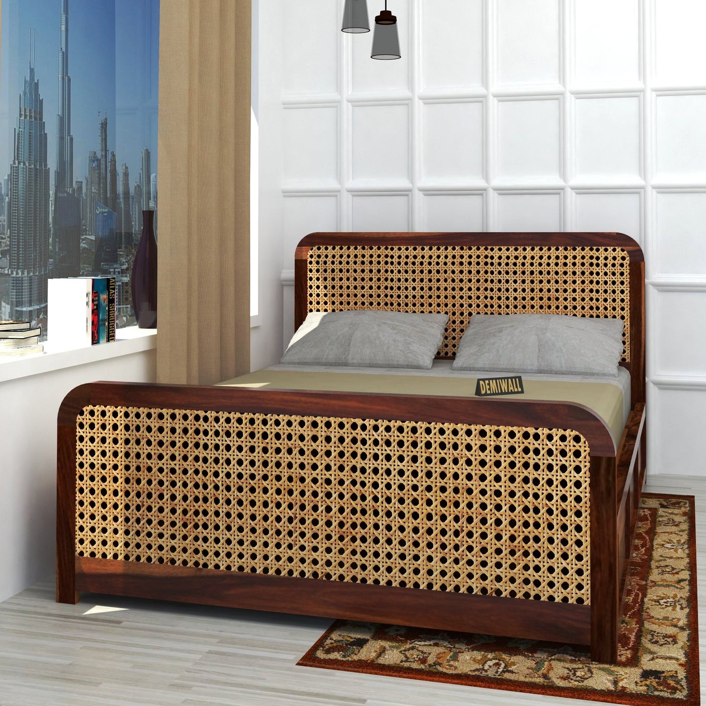 Royal Rattan Sheesham Wood King Size Box Storage Bed In Provincial Teak Finish