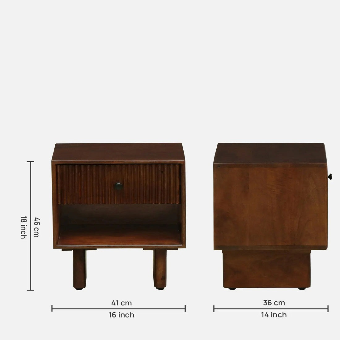 Solid Wood Bedside Table in Tobacco Finish