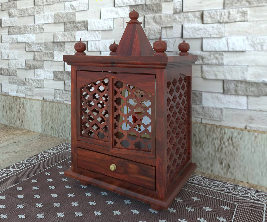 Solid wood temple with drawer storage