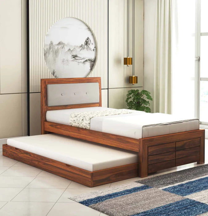 Sage  Sheesham Wood Single Beds With Trundle