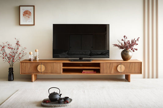 Pateri Solid Wood Large Tv Unit in Natural Finish