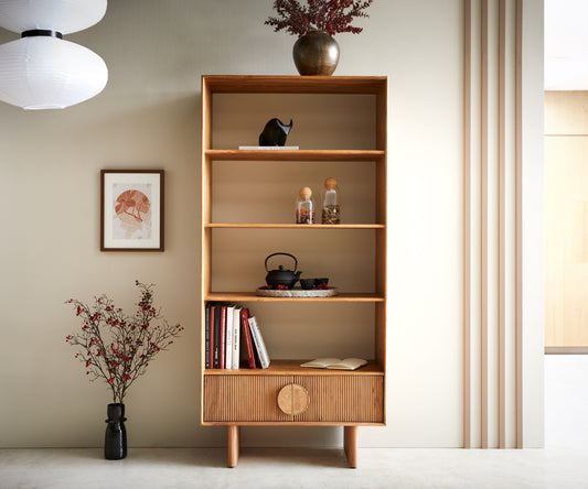 Pateri Solid Wood Bookcase in Natural Finish