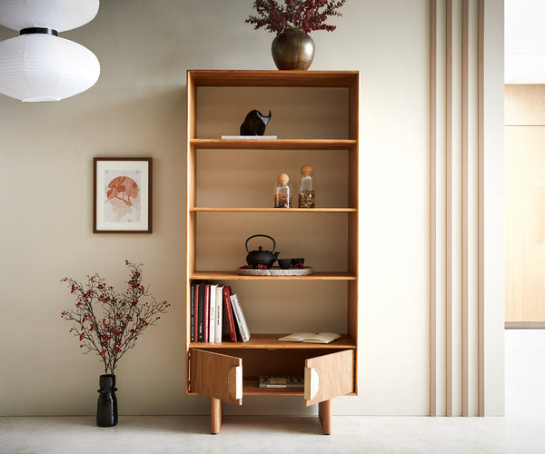 Pateri Solid Wood Bookcase in Natural Finish
