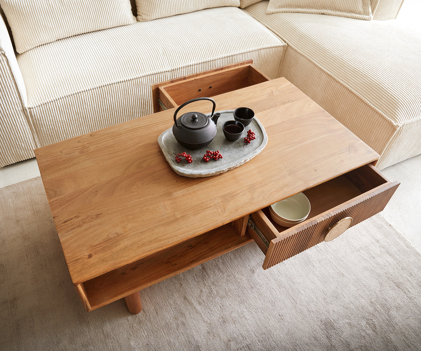 Pateri Solid Wood Coffee Table in Natural Finish #011