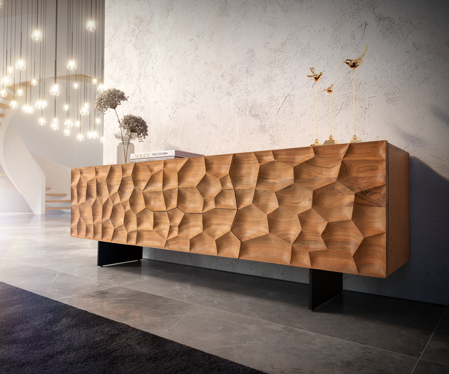 Bojaa Solid Wood Sideboard in Netural Finish For Living Room