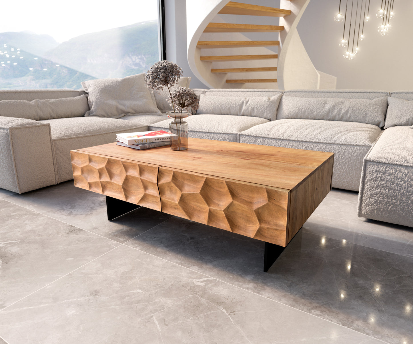 Tokshi Solid Wood Coffee Table in Natural Finish