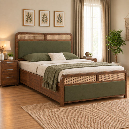 Demiwall Solid Wood King Size Box Storage Bed In Natural Finish #36