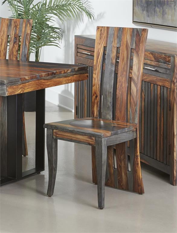 Roster Sheesham Wood Chair With Natural Gray Finish For Dining Room (Set of 2)