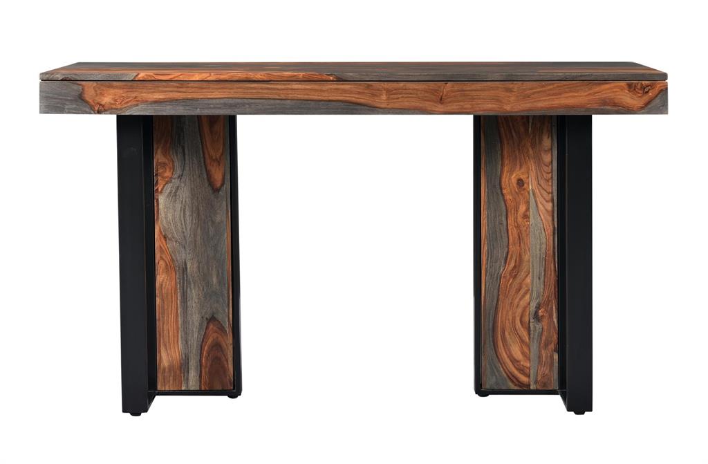 Roster Sheesham Wood Console Table With Natural Natural Gray Finish For Dining Room