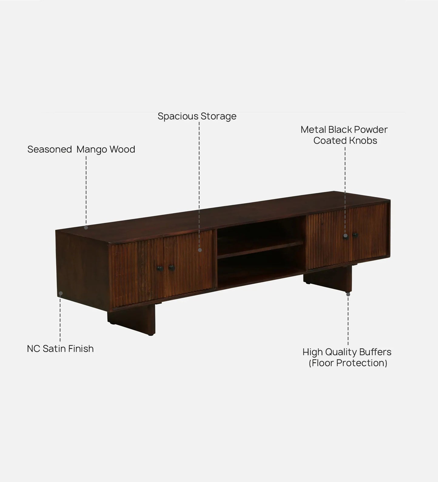Solid Wood 4 Door Tv Cabinet For Living Room
