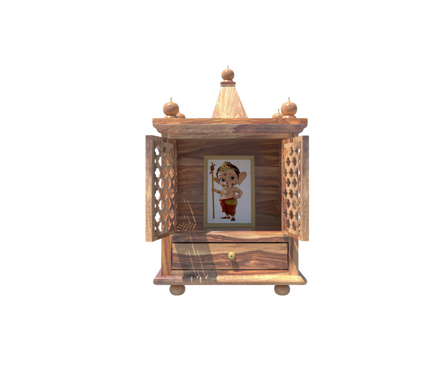 Solid wood temple with drawer storage