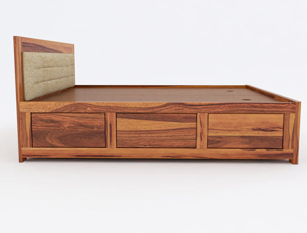 Steven King Size hydraulic bed with storage In Natural Finish For Bedroom Furniture