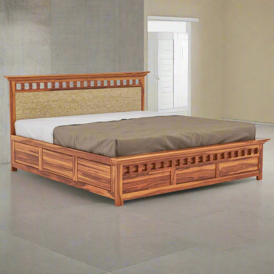 Ows King Size hydraulic bed with storage In Natural Finish For Bedroom Furniture