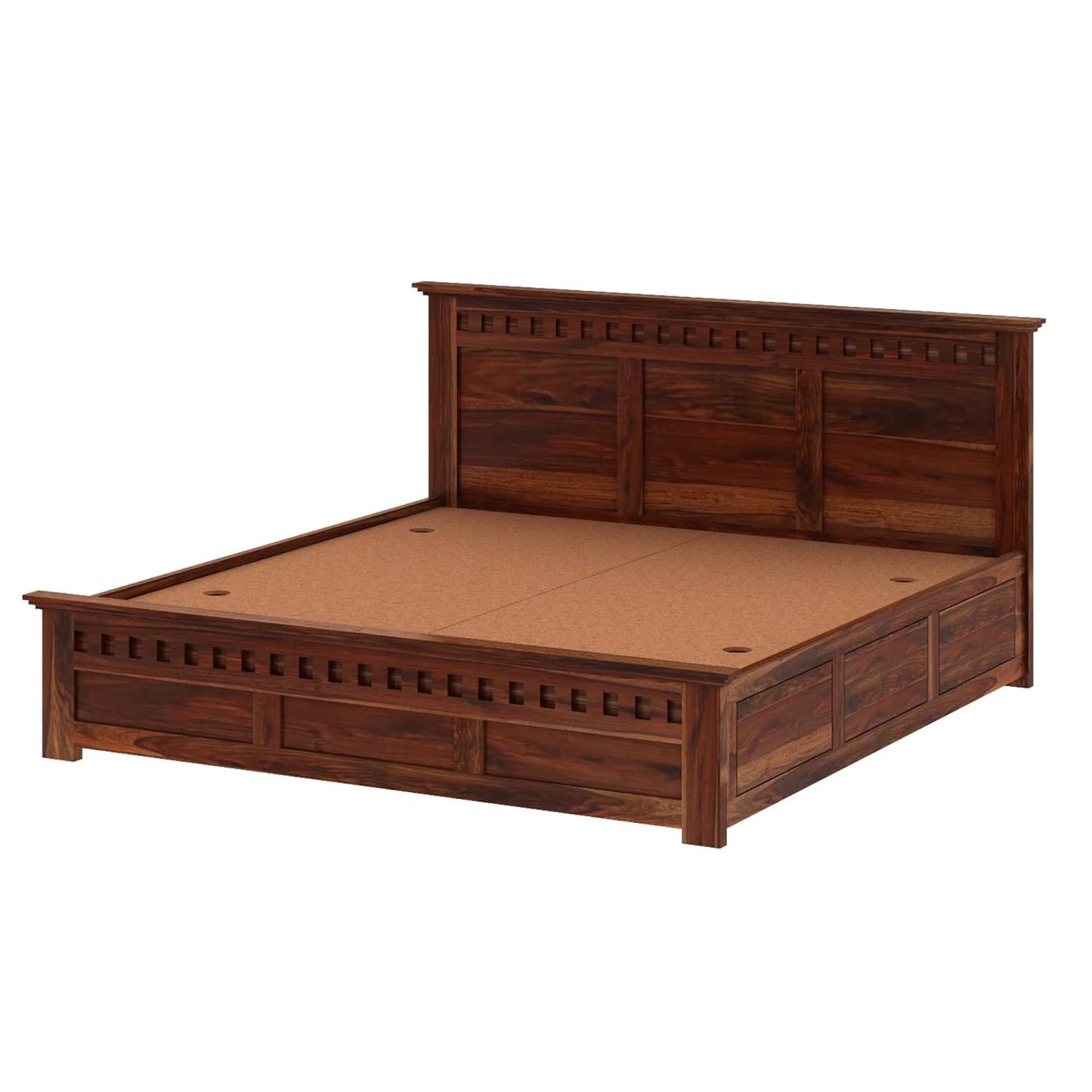 Sheesham Solid wood King Size Box Storage Bed In Honey Oak Finish