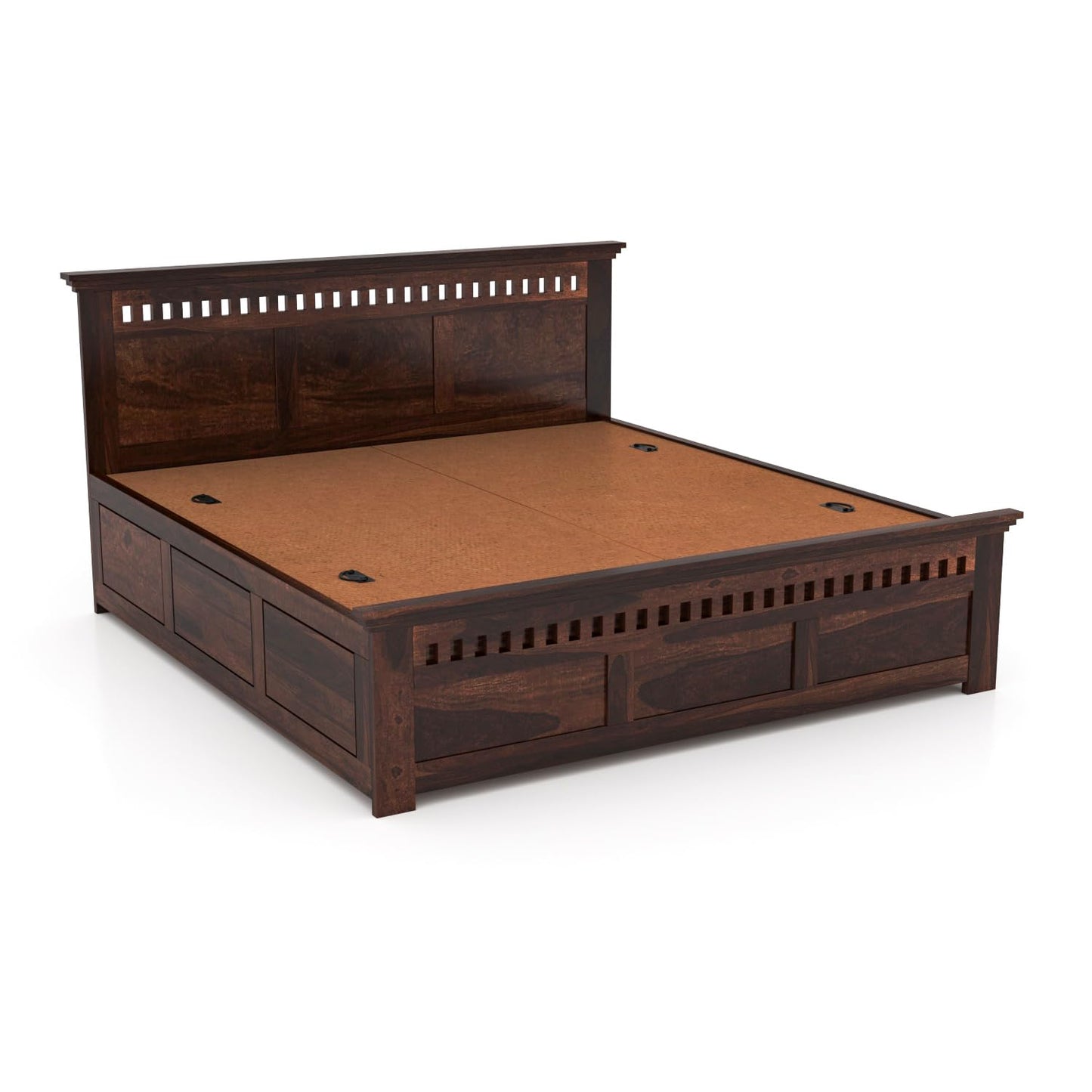 Sheesham Solid wood King Size Box Storage Bed In Provincial Finish