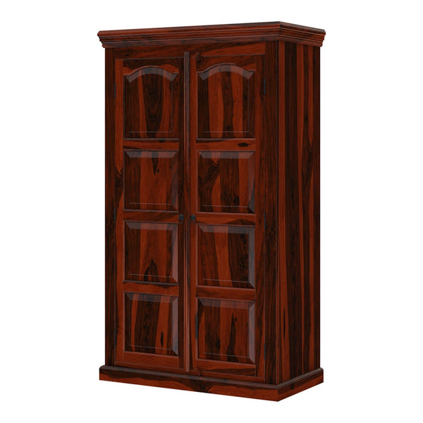Royal Palace Wardrobe Solid Sheesham Wood Two Door In Walnut Finish For Bedroom Furniture