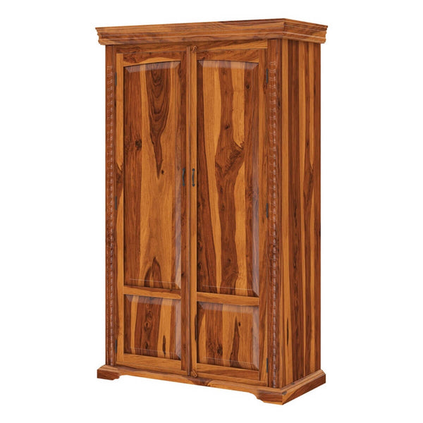 Royal Palace Wardrobe Solid Sheesham Wood Two Door In Natural Finish For Bedroom Furniture