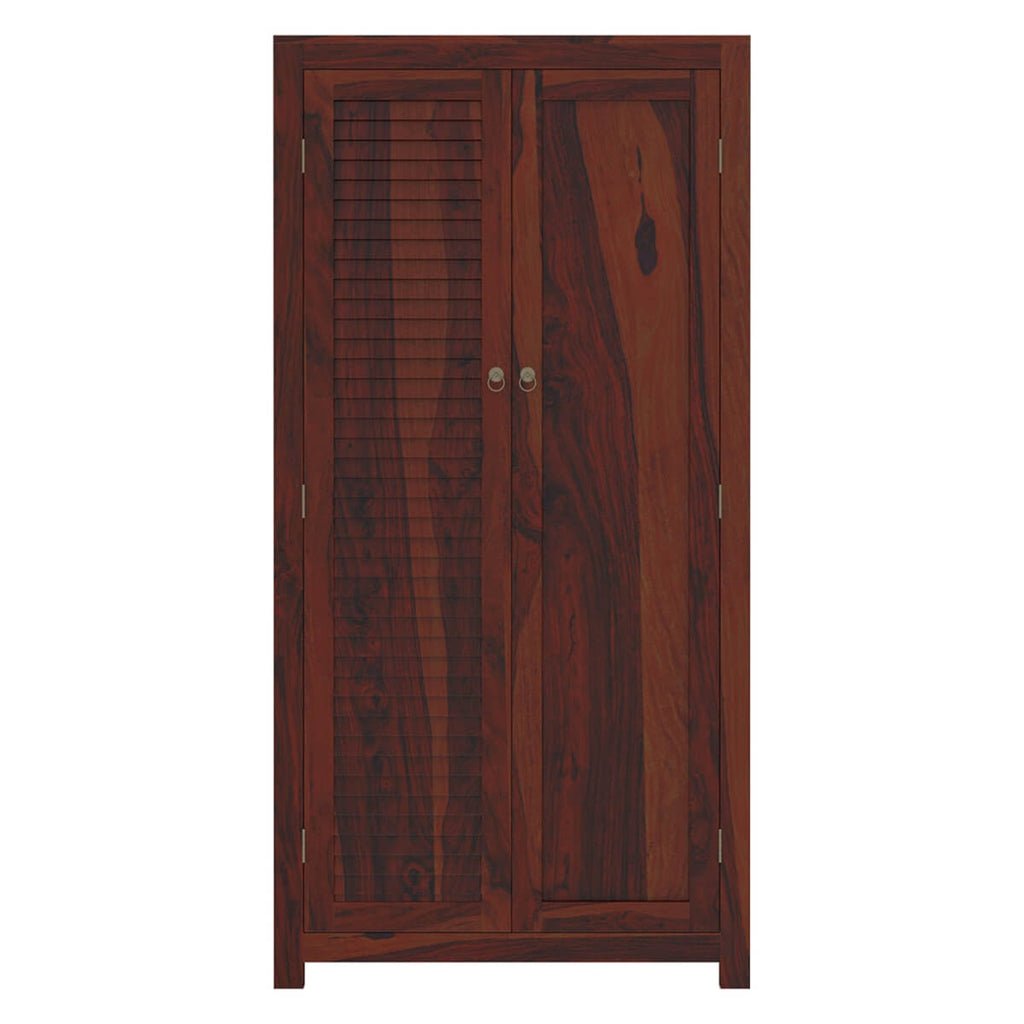 Royal Palace Wardrobe Solid Sheesham Wood Two Door  In Honey Oak Finish For Bedroom Furniture
