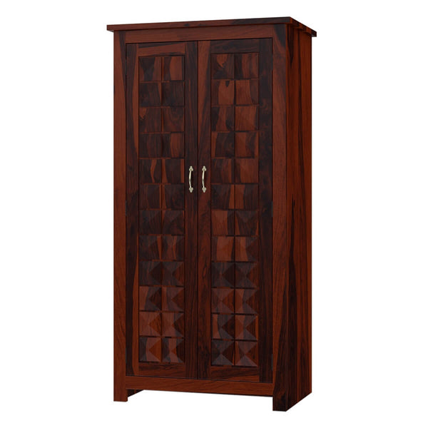 Royal Palace Wardrobe Solid Sheesham Wood Two Door & Two Drawers  In Walnut Finish For Bedroom Furniture