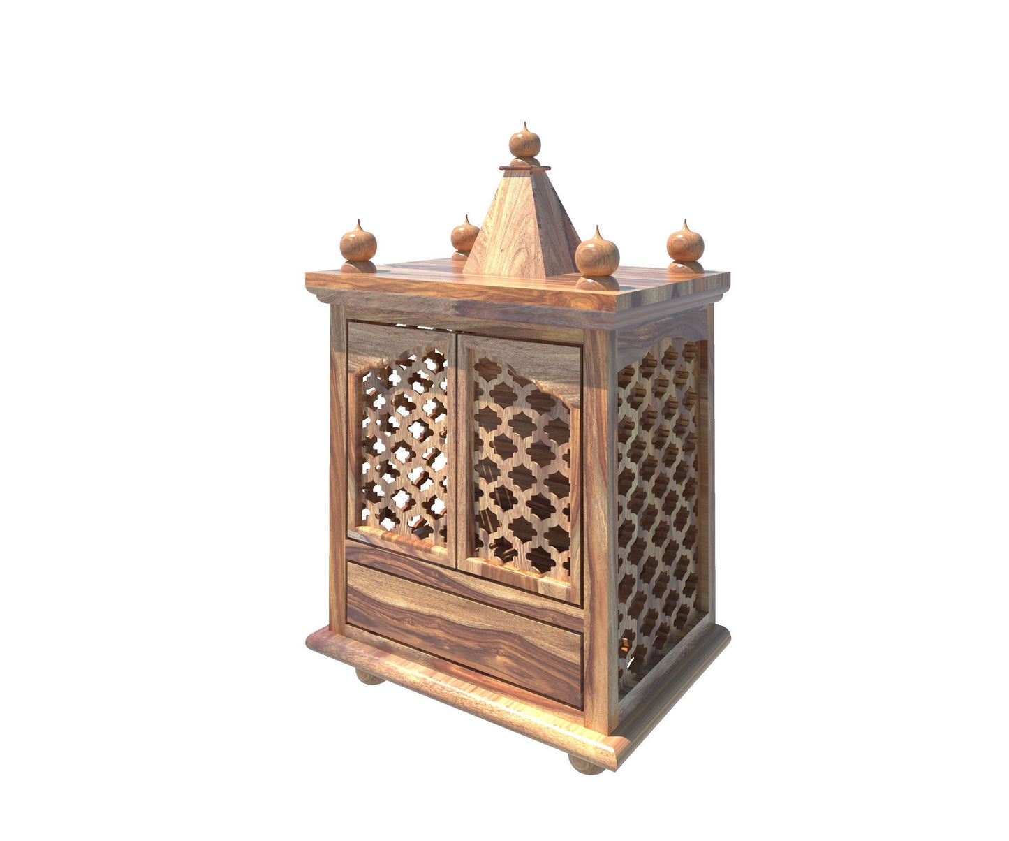 Solid wood temple with drawer storage