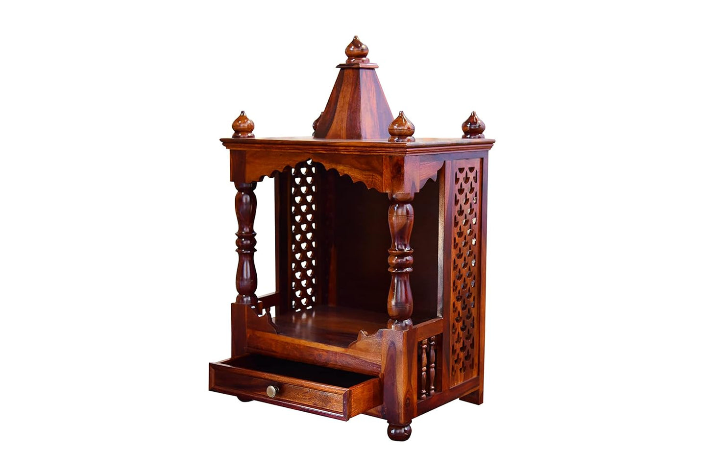 Sheesham Wood Pooja Mandir In Natural,