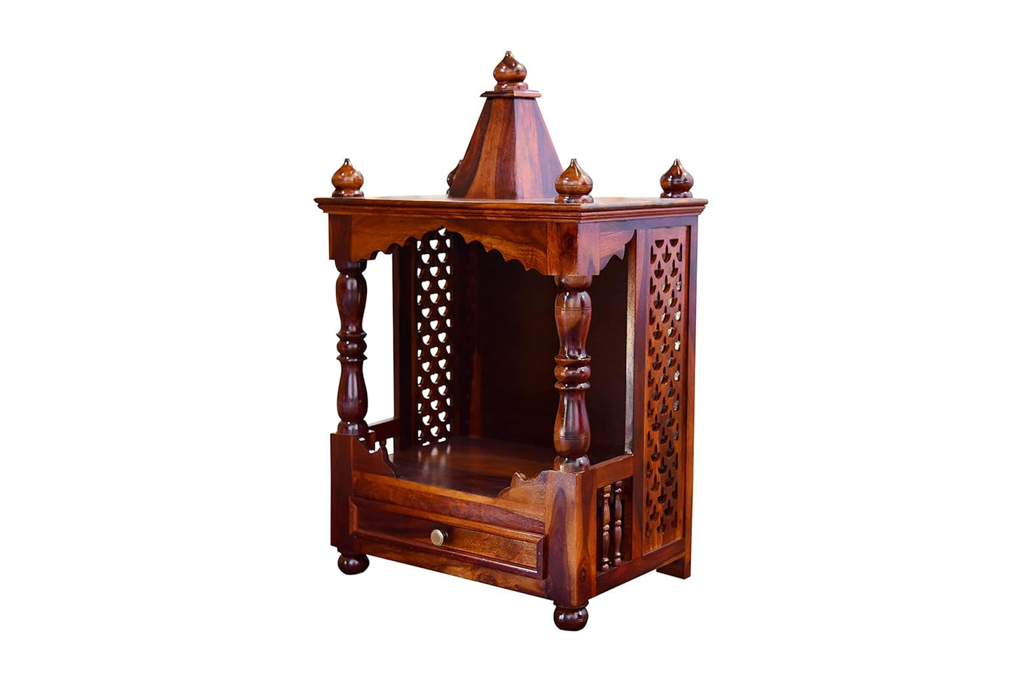 Sheesham Wood Pooja Mandir In Natural,