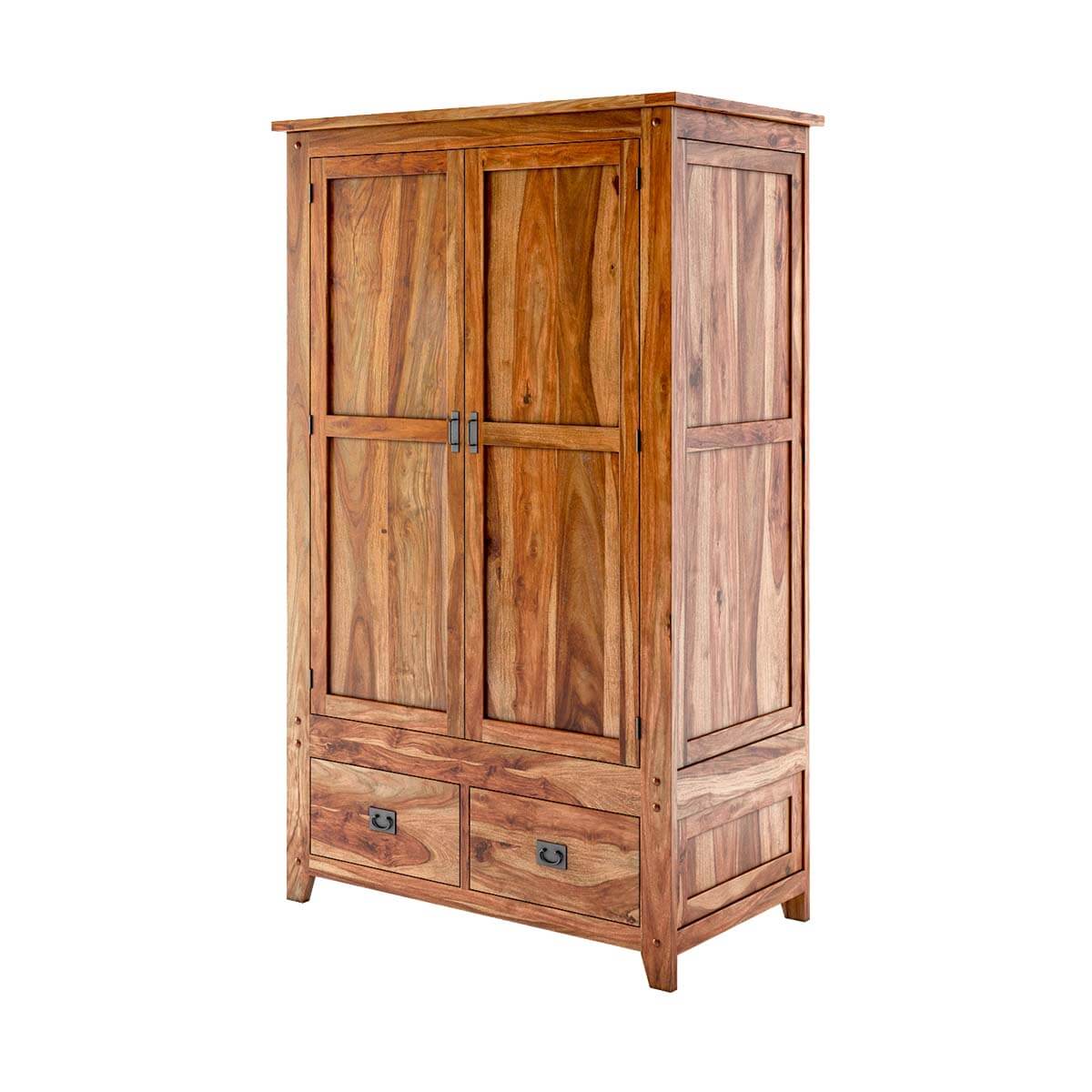 Royal Palace Wardrobe Solid Sheesham Wood Two Door & Two Drawers  In Natural Finish For Bedroom Furniture