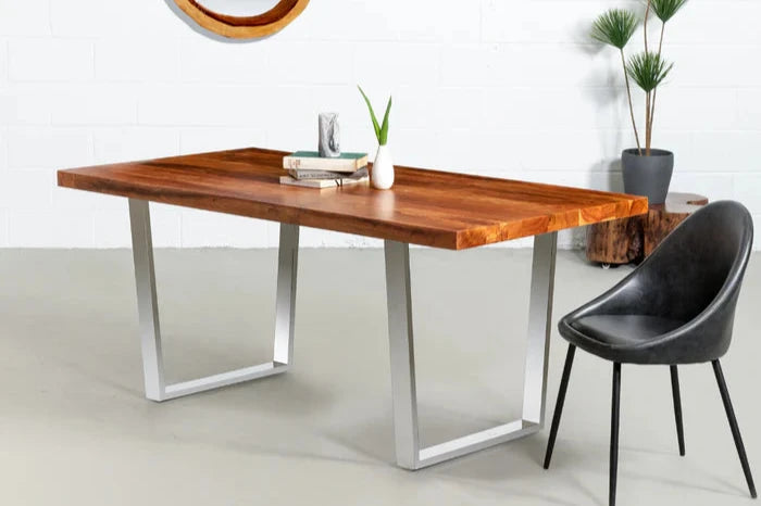 Roster Sheesham Wood Dining Table With Metal Legs For Dining Room and Hotels