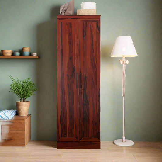 Royal Palace Wardrobe Solid Sheesham Wood Two Door With In Honey Oak Finish For Bedroom Furniture