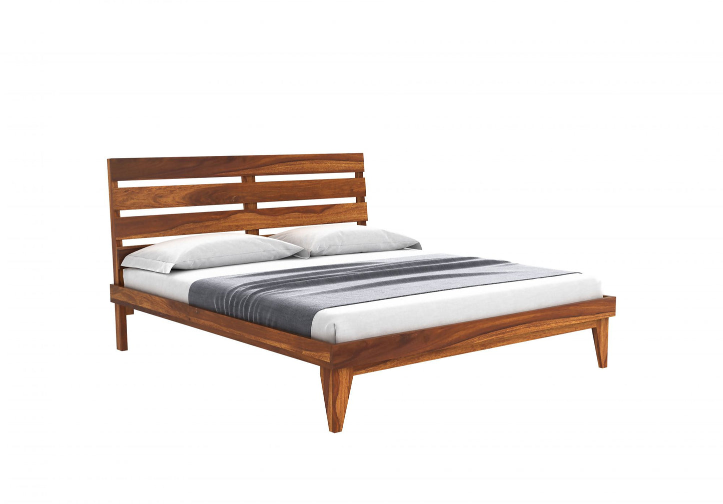 Eon Solid Sheesham Wood King Size Bed In Natural Finish For Bedroom Furniture