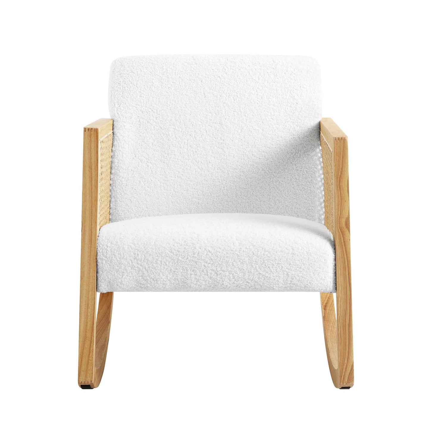 Roman Wooden Rattan Arm Chair Teak Wood Armchair for Living Room Bedroom ( White ) Mid-Century Modern Velvet Accent Chair