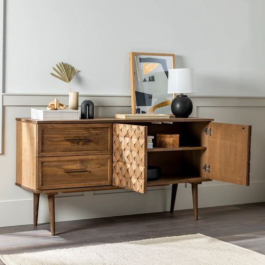 Baliya Solid Mango Wood Sideboard In Walnut For Lining Room Furniture