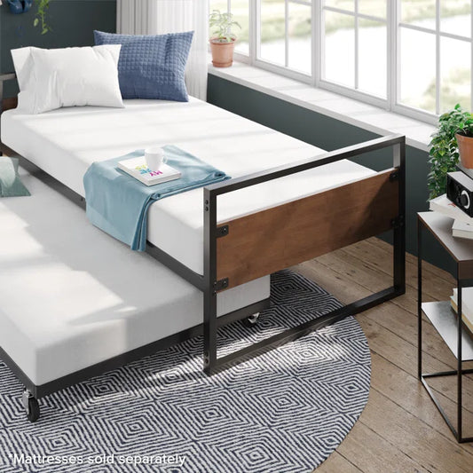 MORDEN METAL AND WOODEN  SINGLE BED