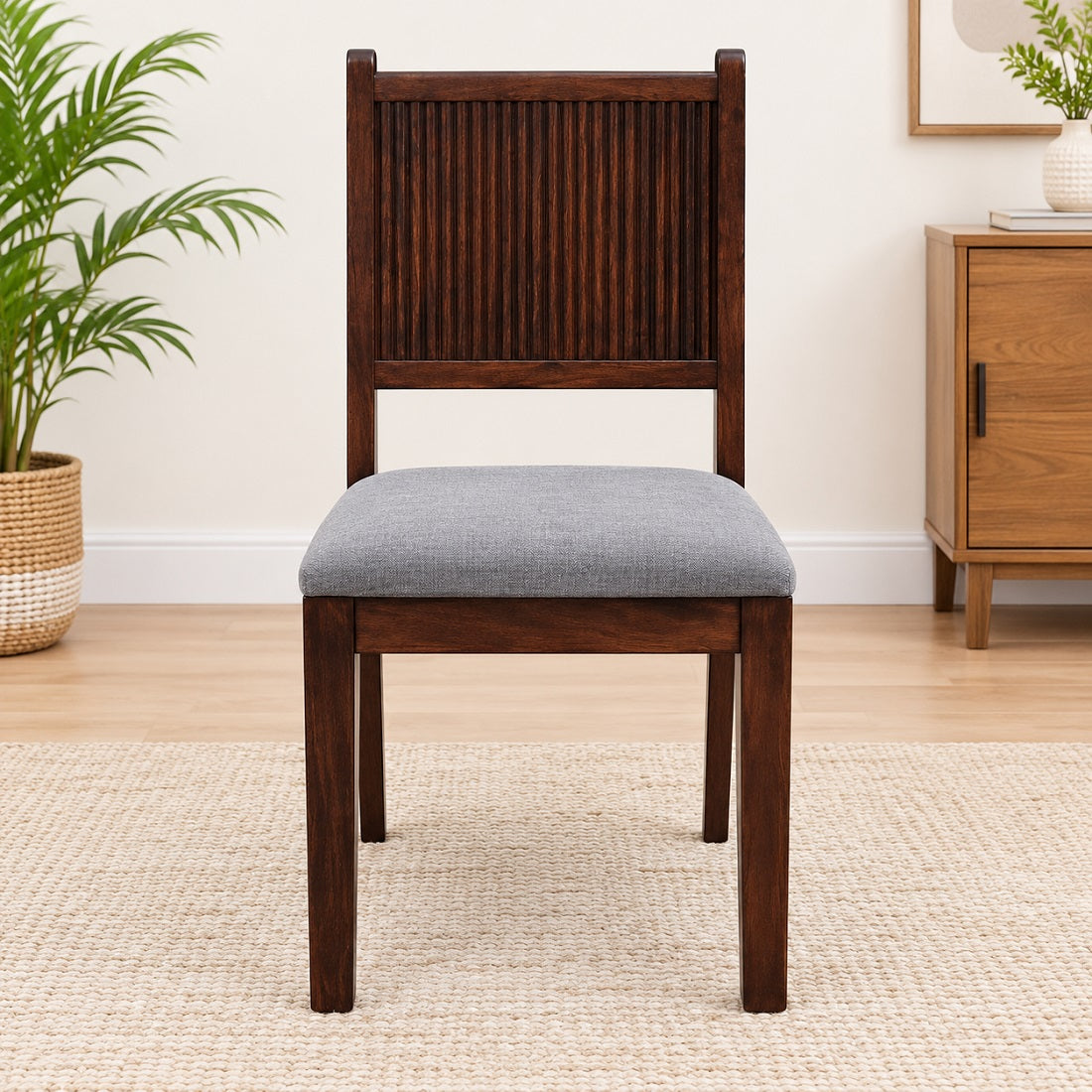 Demiwall Solid Mango Wood Chair Set With Upholstery In tubbeco Finish - Sierra Collection
