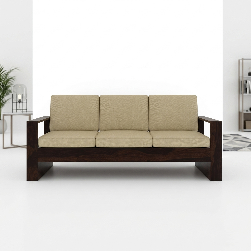 Royal Place Sheesham Wood 3 Seater Sofa Set For Living Room Furniture