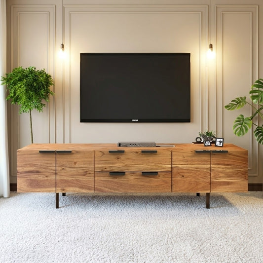 Steven Acacia Wood 4 Door With 2 Drawer Tv Cabinet #008