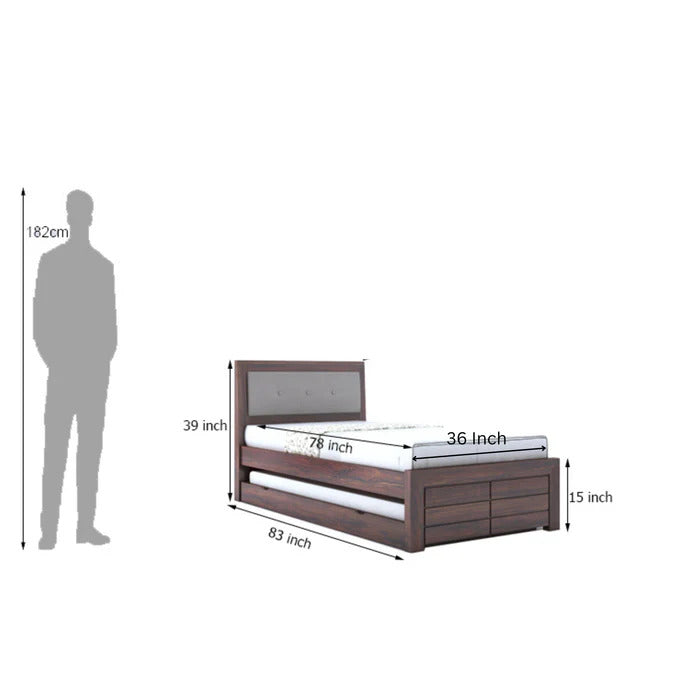 Sage  Sheesham Wood Single Beds With Trundle