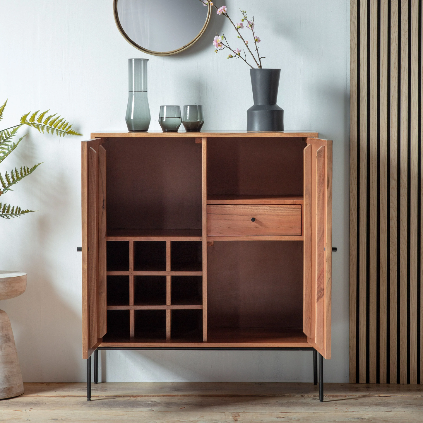 Baliya Solid Mango Wood Sideboard In Walnut For Lining Room Furniture