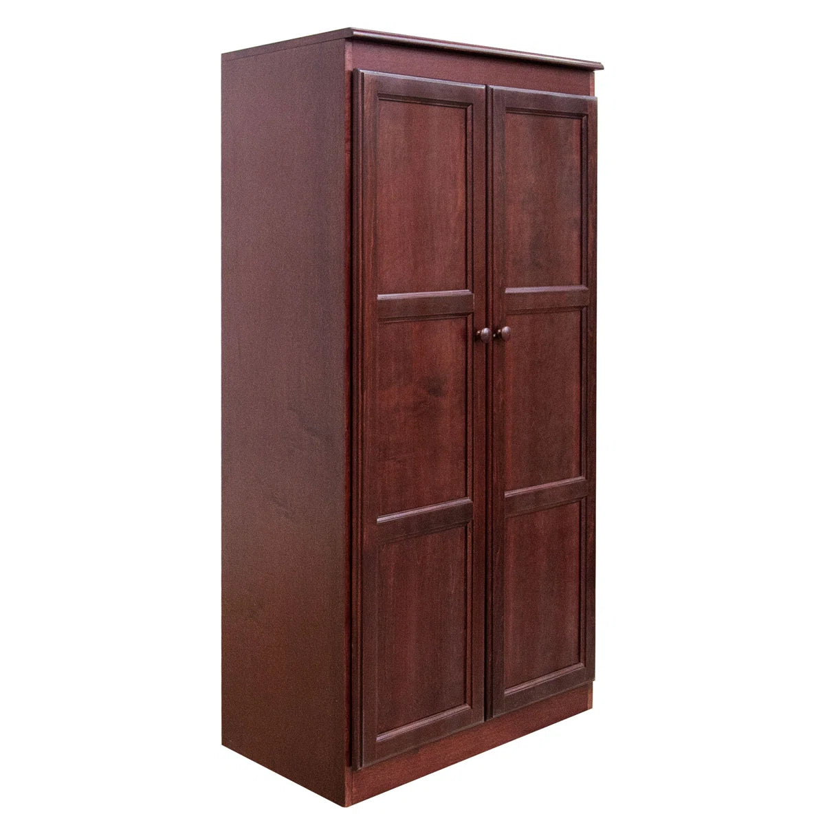 Solid Mango Wood Almirah | Two Door Wardrobe In Brown Teak Finish