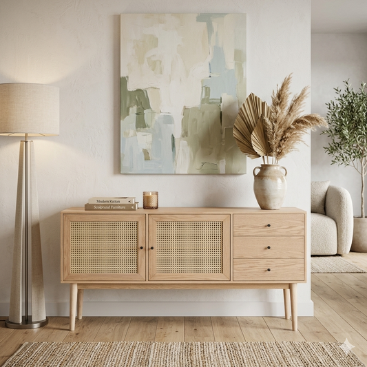 Homfab  Mango Wood 2-door, 3-drawer sideboard  For Living Room Furniture