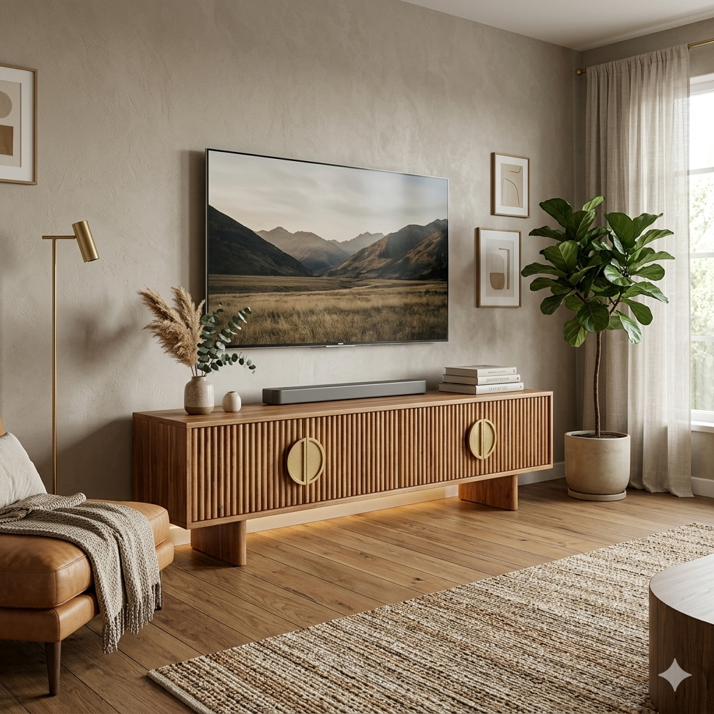 Pateri Solid Wood 4 Door Large Tv Cabinet #005