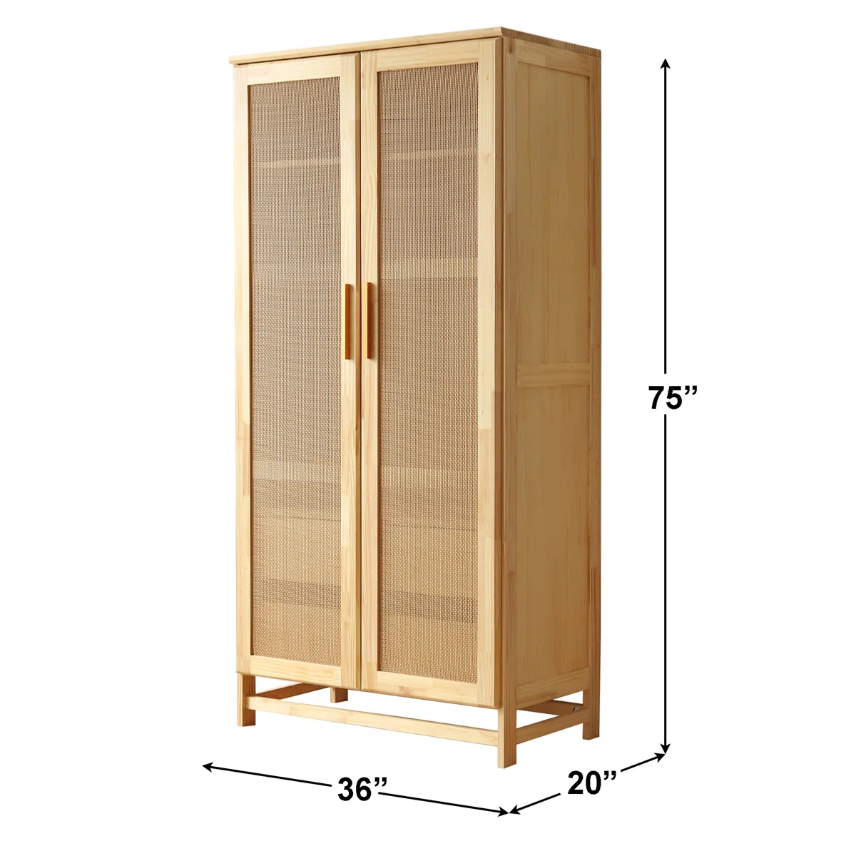 Solid Mango Wood Almirah | Two Door with Two Drawer Wardrobe In Natural Finish