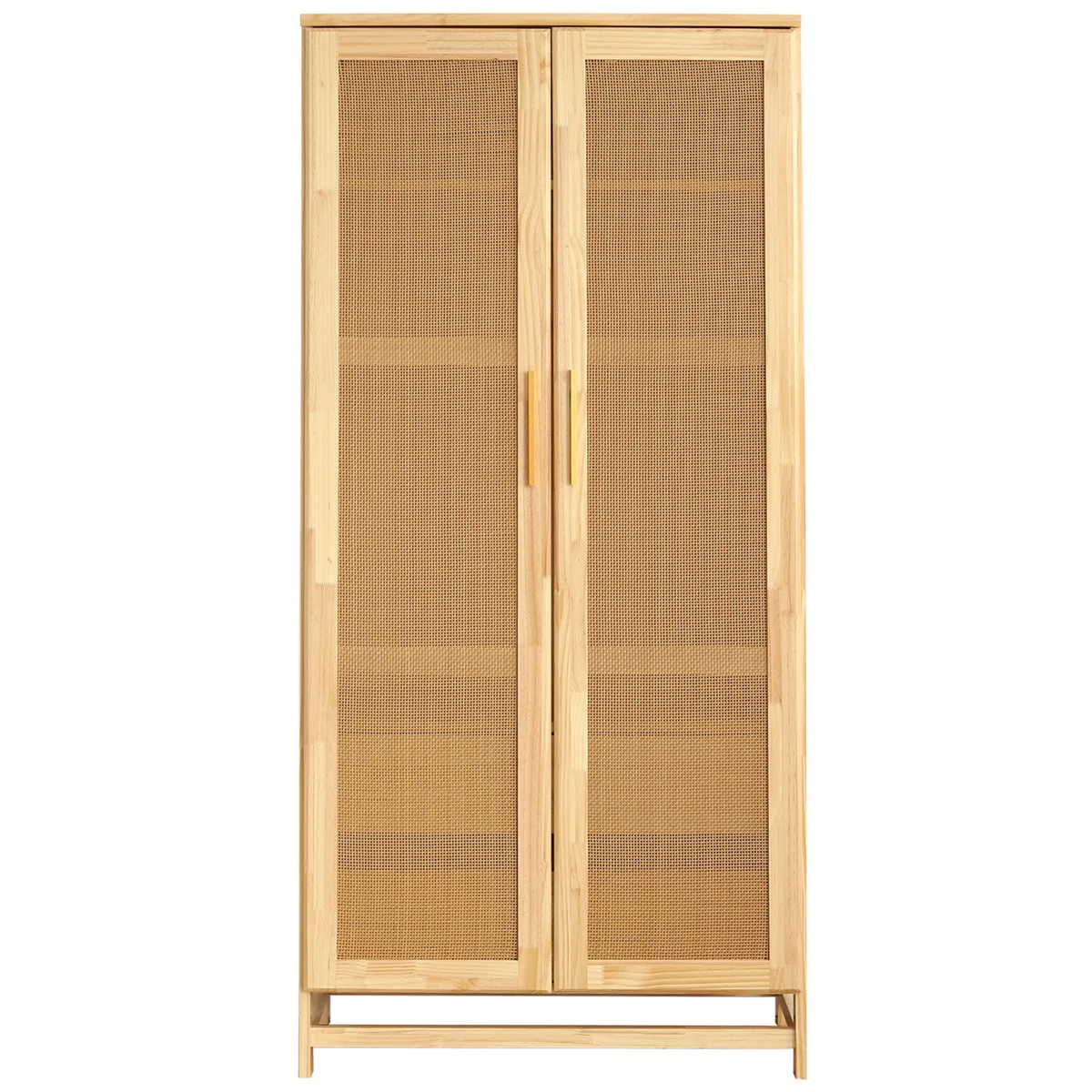 Solid Mango Wood Almirah | Two Door with Two Drawer Wardrobe In Natural Finish