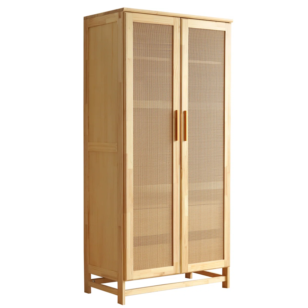 Solid Mango Wood Almirah | Two Door with Two Drawer Wardrobe In Natural Finish
