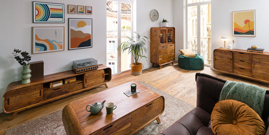 STENDERD Solid Mango Wood Sideboard In Walnut For Lining Room Furniture