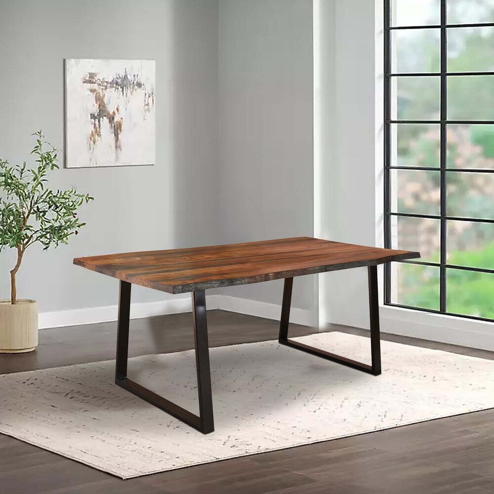 Roster Sheesham Wood Dining Table With Natural Gray Finish For Dining Room