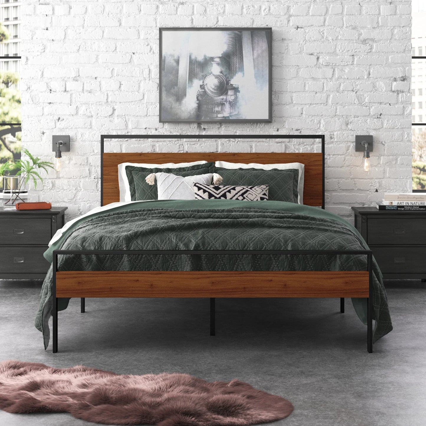 Morden  Queen size bed Iron And wood