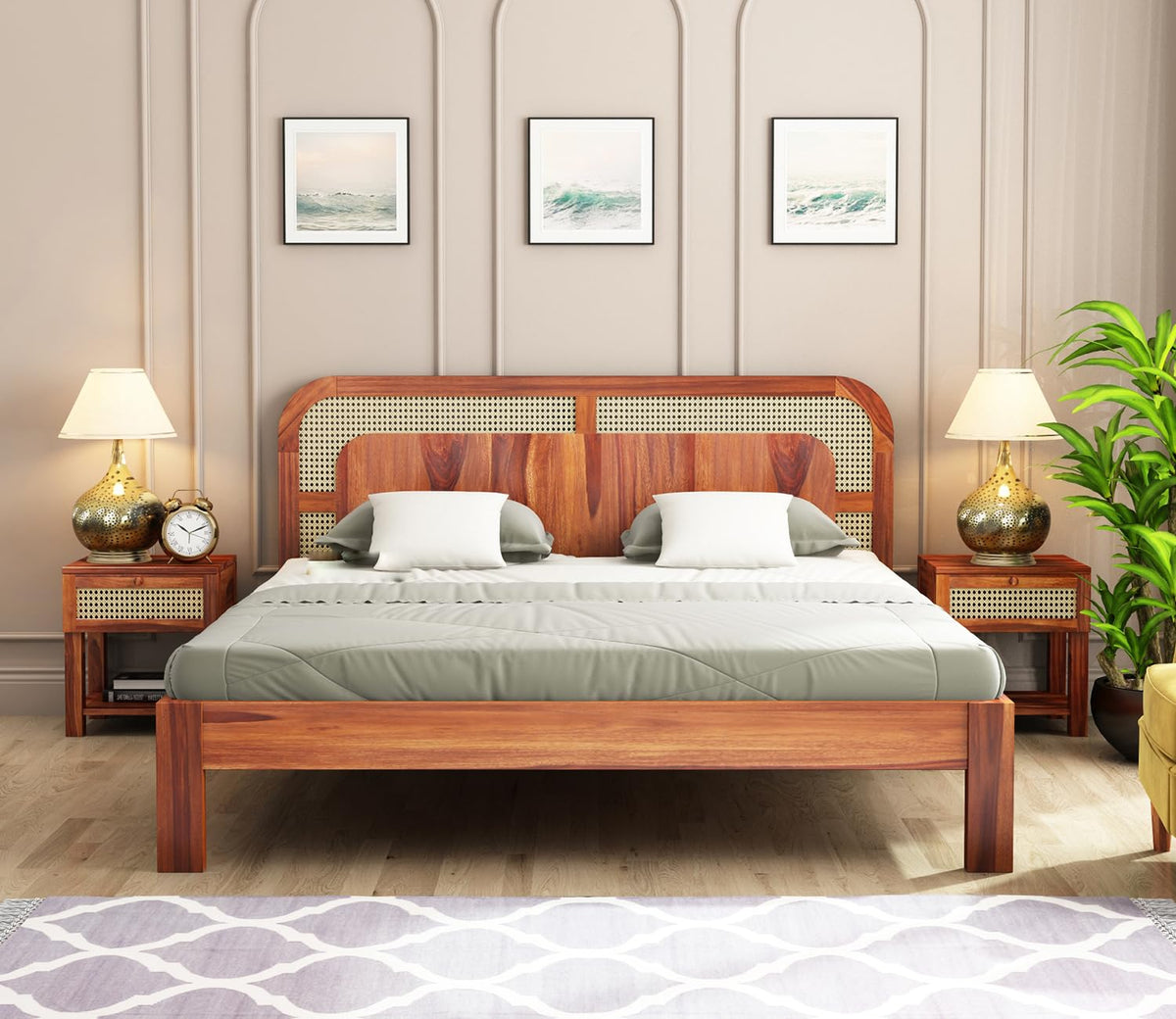 Solid Wood King Size Bed-2