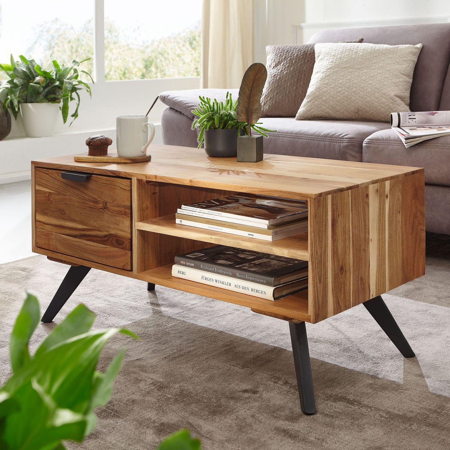 Dex Solid Wood Coffee table with drawer storage